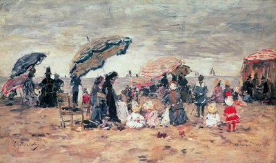 Parasols sur la plage, Trouville, 1886 - Eugene Louis Boudin